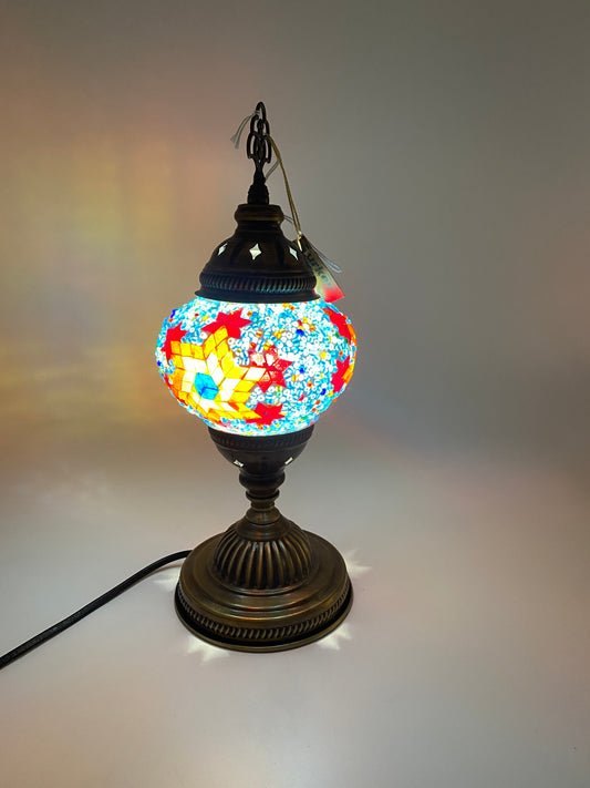Turkish Handmade Mosaic Table Lamp Desk Bedside Night Lamp Light Lampshade, GreenStarDot14"