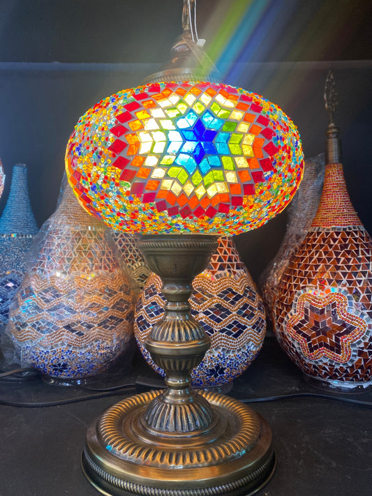 20 Inch Turkish Handmade Lamp | Mosaic Turkish Lamp - Table Lamp - Bedroom Lamps - Living Room Lamps - Handmade Art Deco Lamp