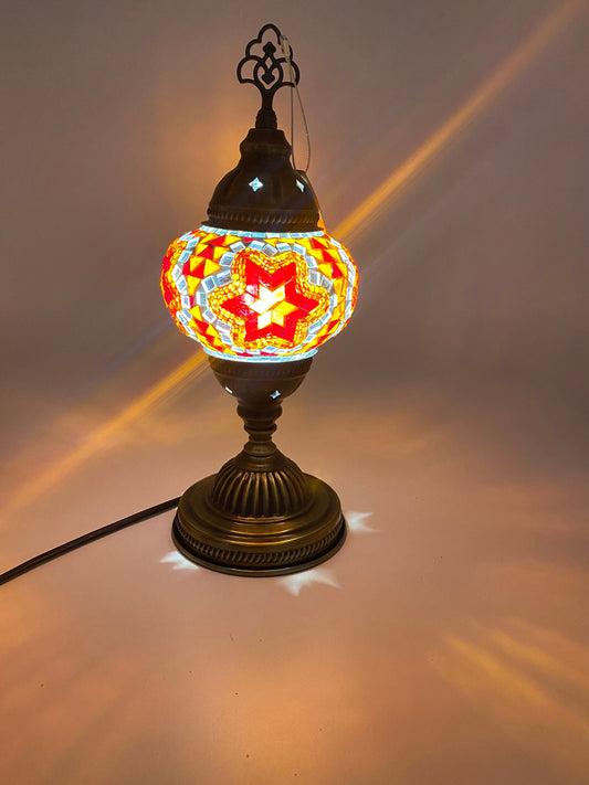 Small Red Orange Lamp - Turkish Lamp - Handmade Bedroom Lamp - Mosaic Lamp From Turkey