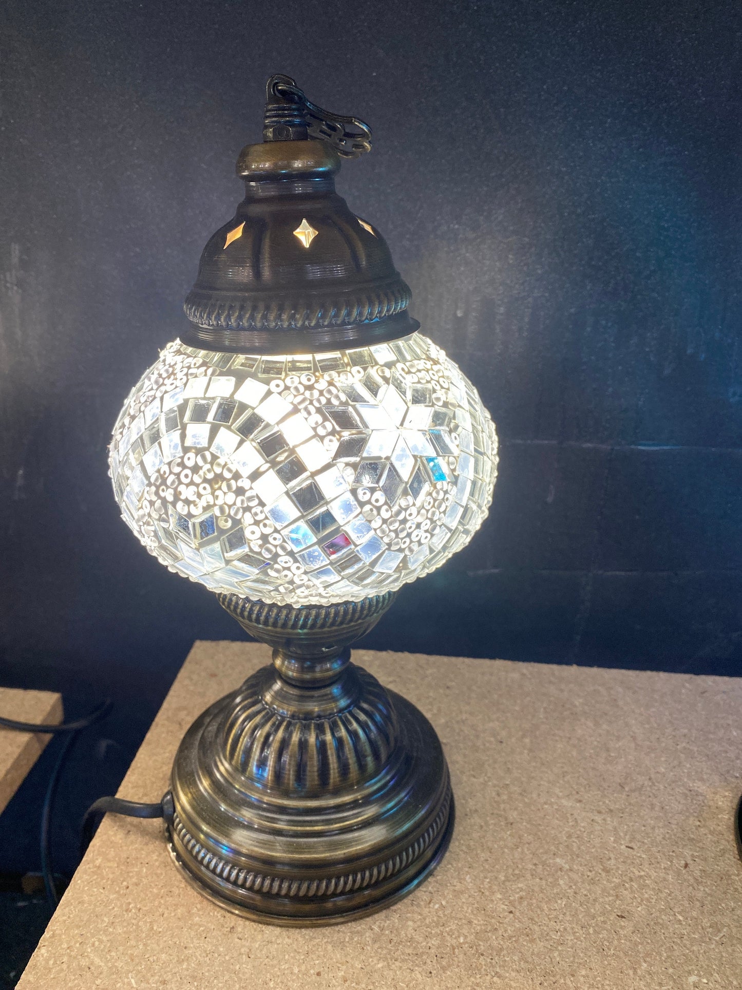White Star Accent Lamp | Mosaic Turkish Lamp - Table Lamp - Bedroom Lamps - Living Room Lamps - Handmade Art Deco Lamp